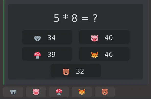 Écran du captcha mathématique avec emojis