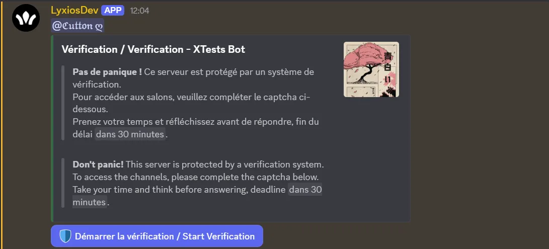 Message d'invitation à la vérification